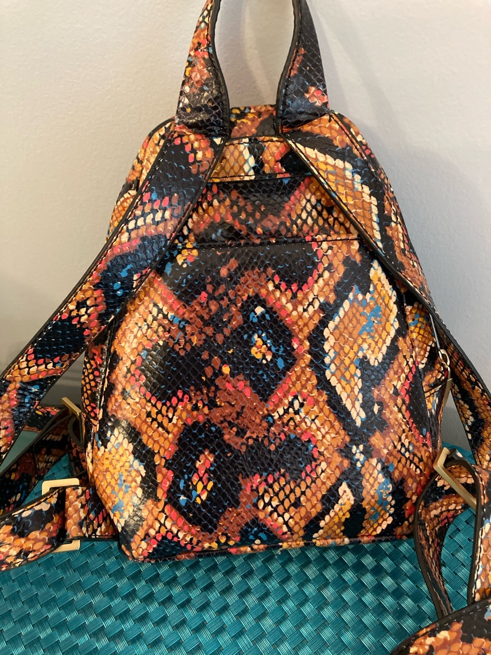 Hammitt Mini Leather Backpack in Bold Snakeskin Print - Picture 3 of 9